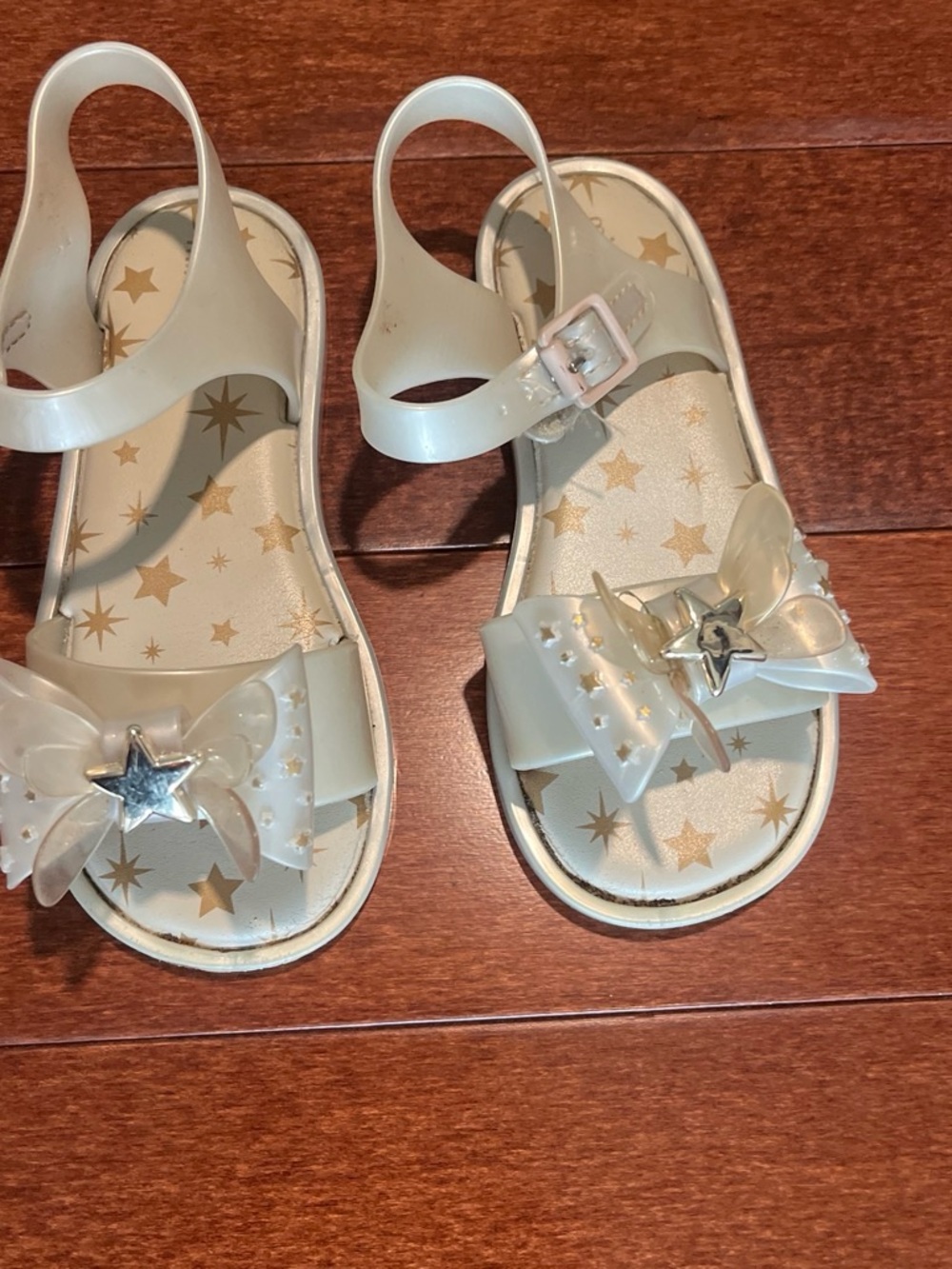 Kids Cream Star Bow Sandals